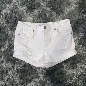 White Distressed Denim Shorts